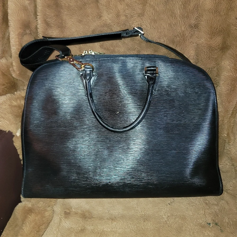 LOUIS VUITTON  Epi Sorbonne School Business Laptop  Briefcase Black AUTH…